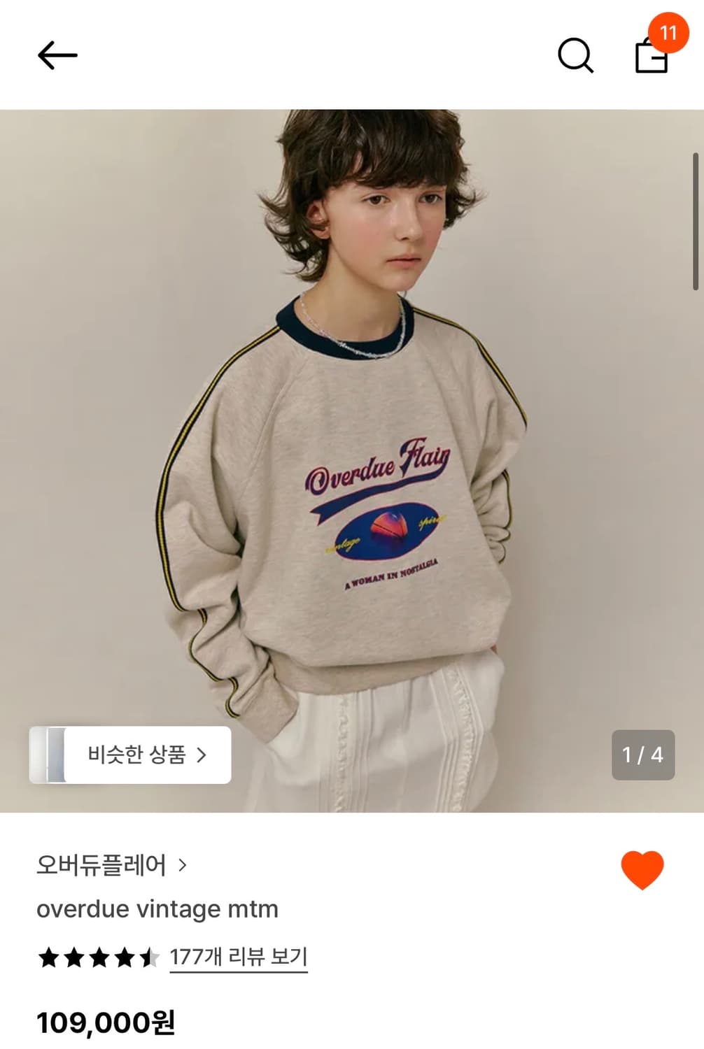 오버듀플레어 빈티지맨투맨 상품이미지1