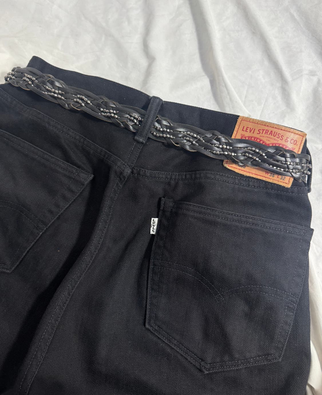 빈티지 메탈 브레이드 레더 벨트 y2k 상품이미지2