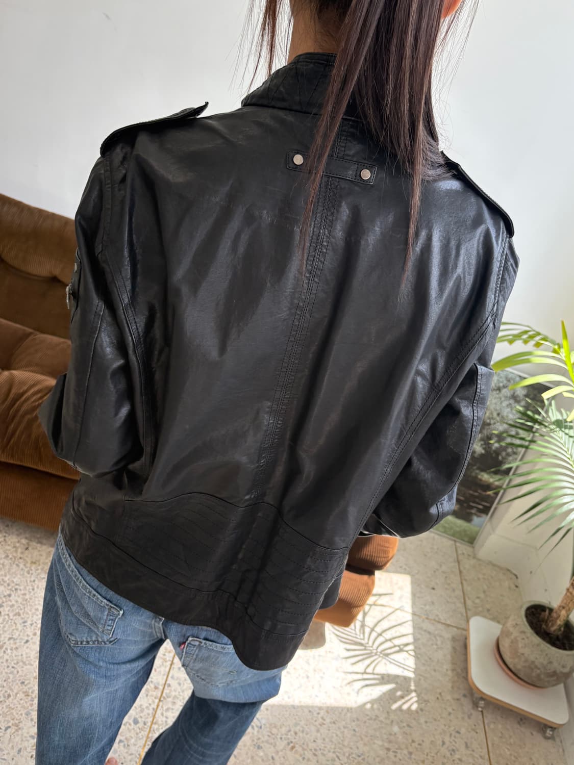 멀티 포켓 빈티지 레더 자켓 상품이미지2