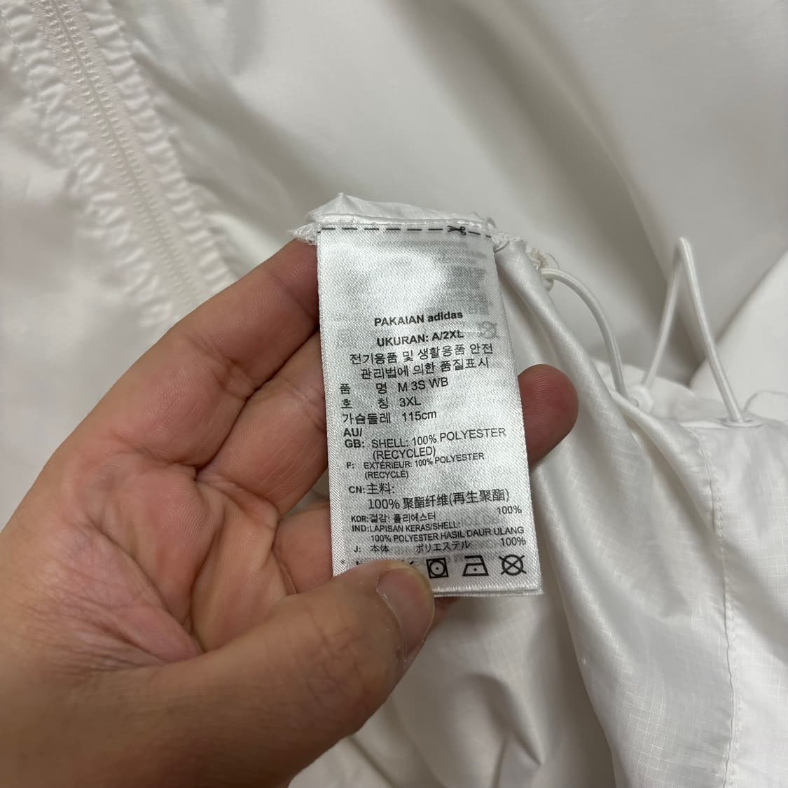 아디다스 화이트 삼선 후디 바람막이 상품이미지4