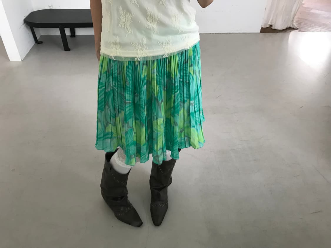 vintage green pattern skirt 상품이미지1