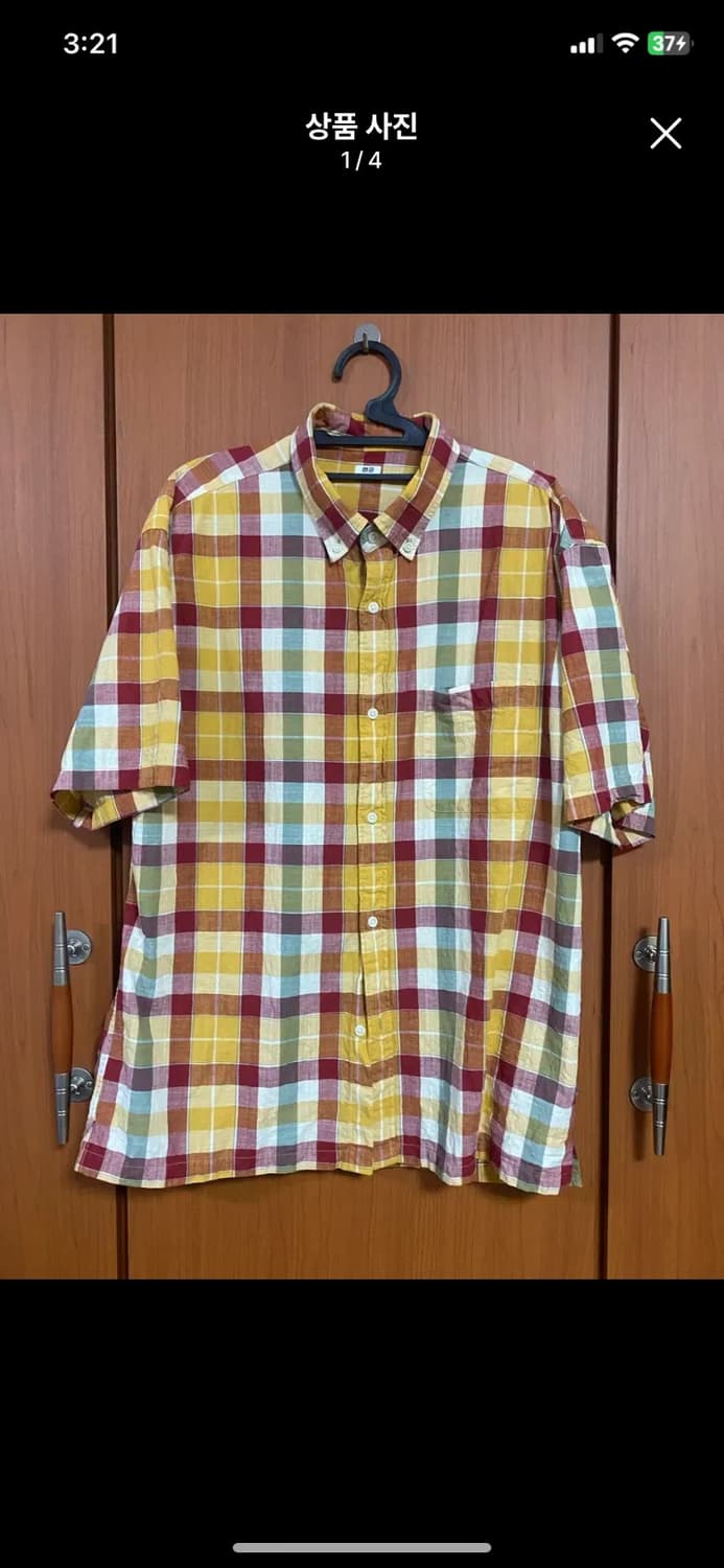 [UNIQLO] 유니클로 반팔 체크 코튼 셔츠 XL사이즈 상품이미지1