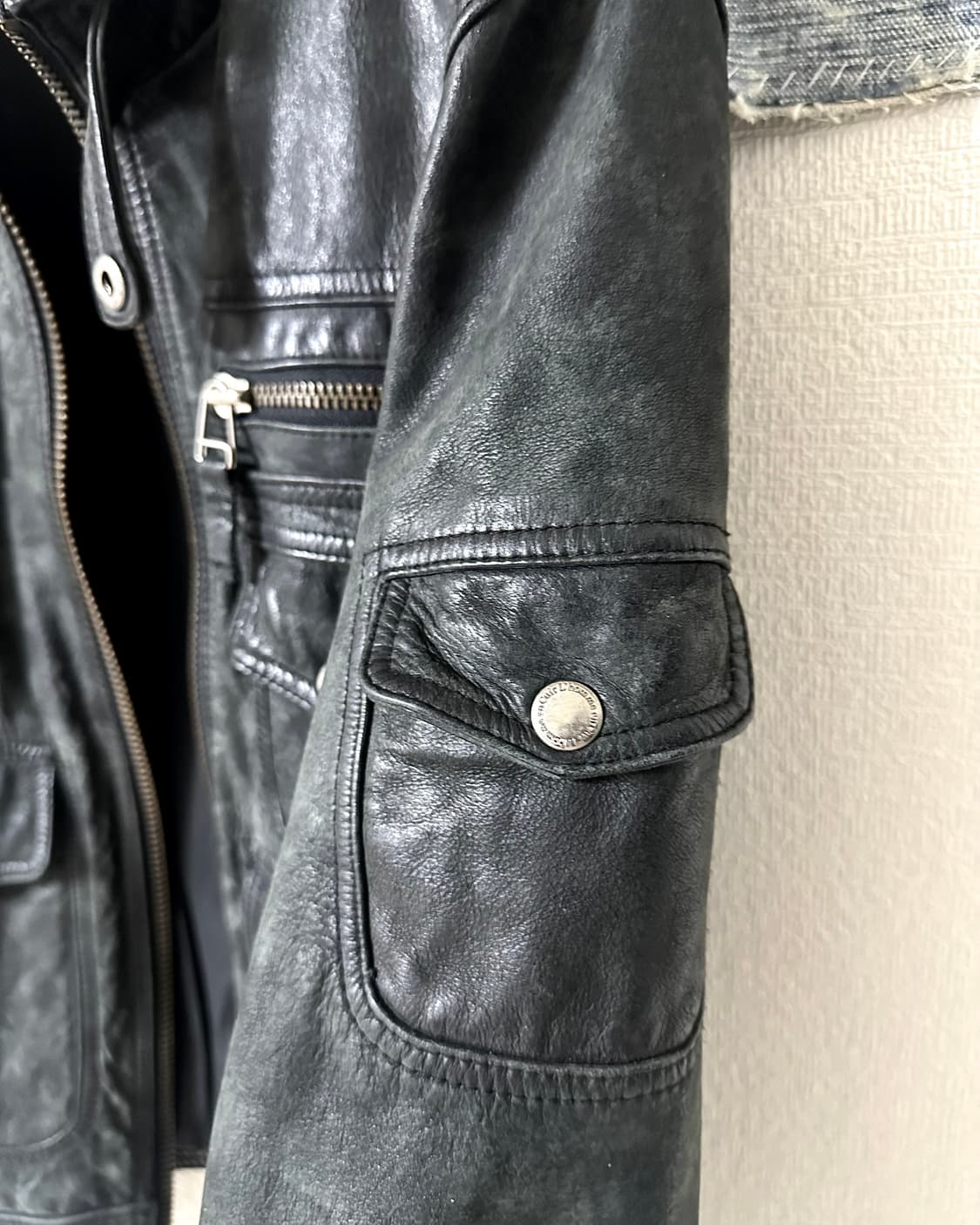 버팔로스킨 멀티포켓 하이넥 레더자켓 상품이미지5