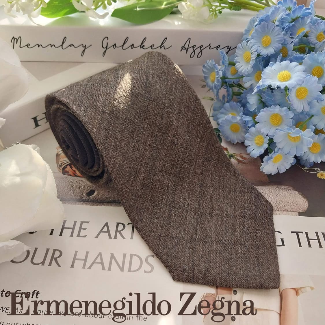 제냐 울 실크 브라운 솔리드 넥타이 8.7cm A+등급 K1816
 상품이미지2