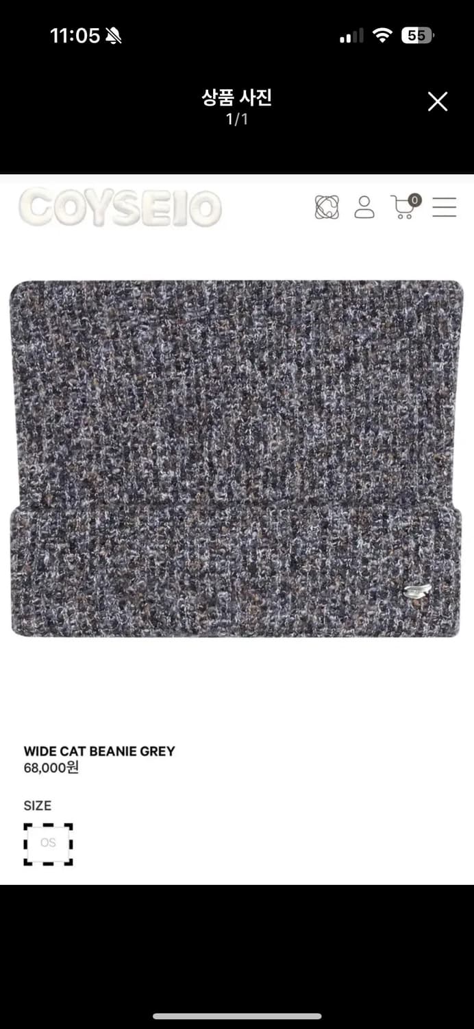 코이세이오 와이드캣 비니 그레이 상품이미지1