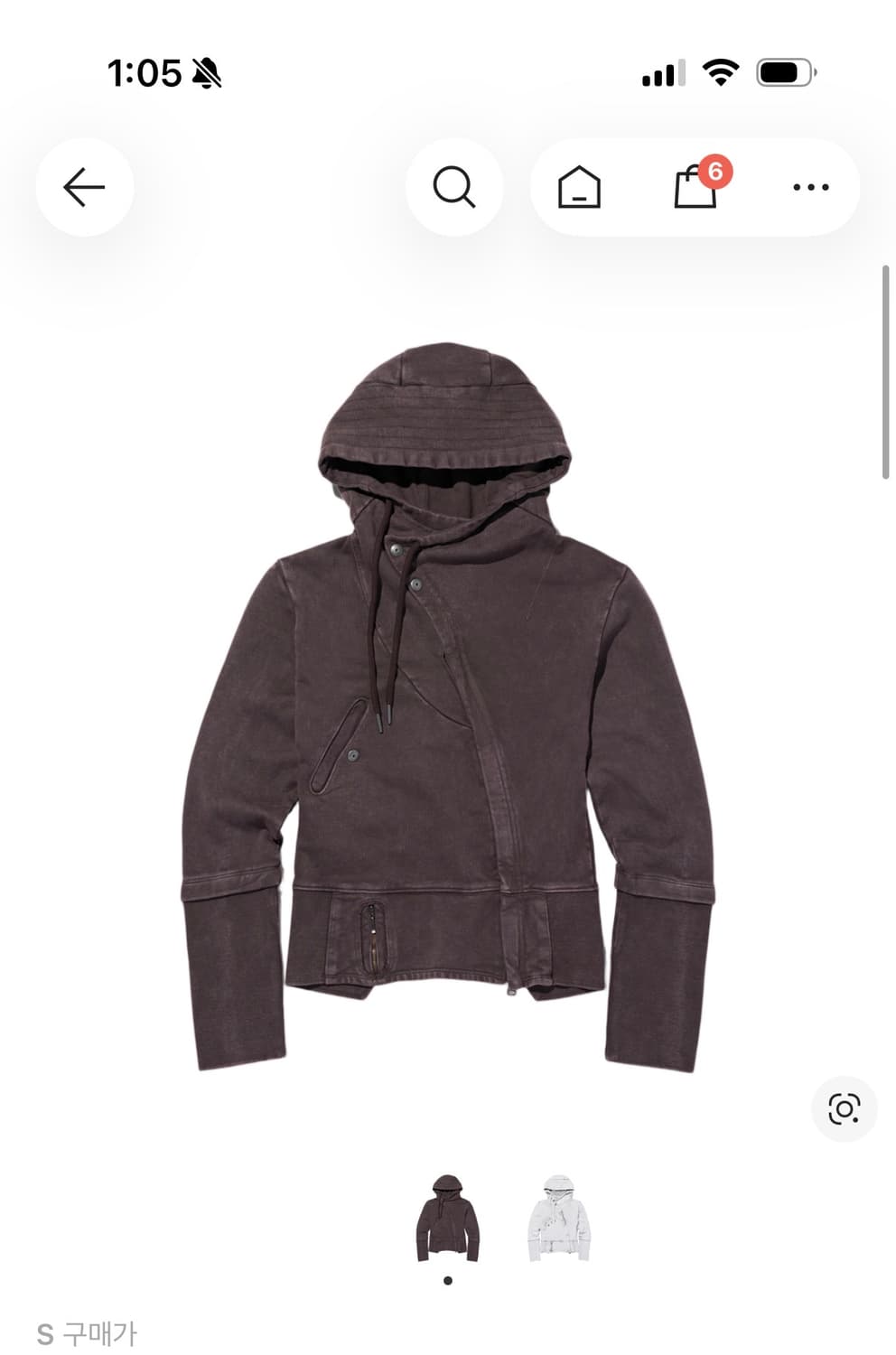 삽니다) 미스치프 어시메트릭 후드집업 퍼플브라운 상품이미지1