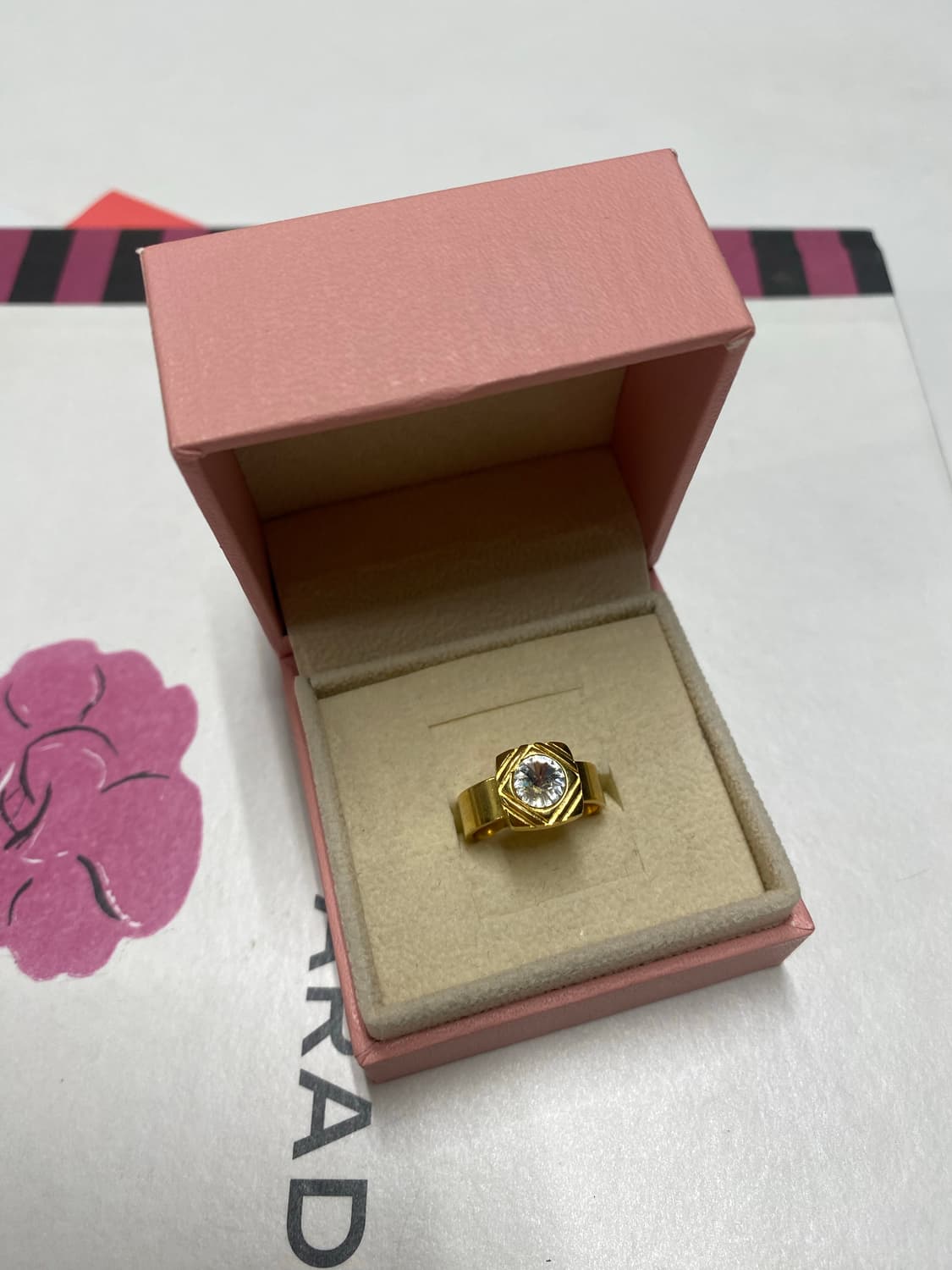 빈티지 골드톤 큐빅 반지 상품이미지1