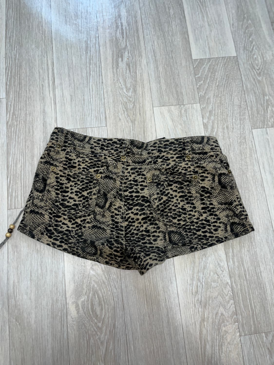 레오파드 스네이크 아일렛 레이스업 마이크로쇼츠 M 상품이미지2