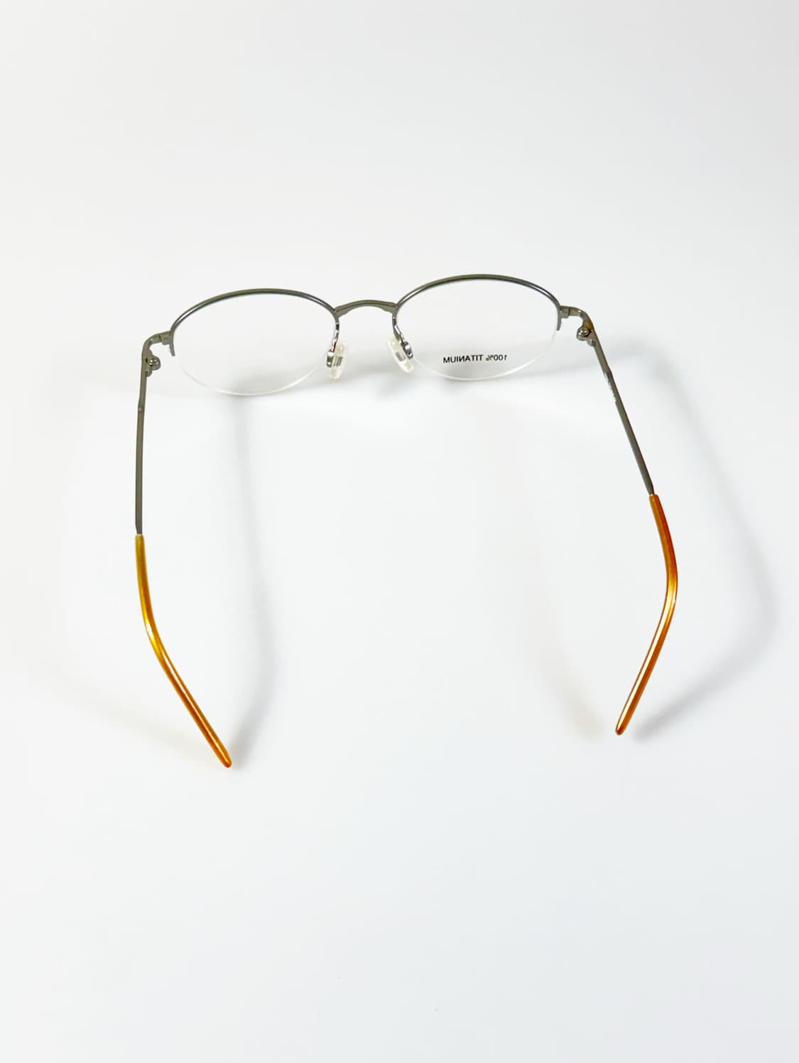 실버 티타늄 슬림 오벌 반무테 메탈 프레임 빈티지 안경 상품이미지5