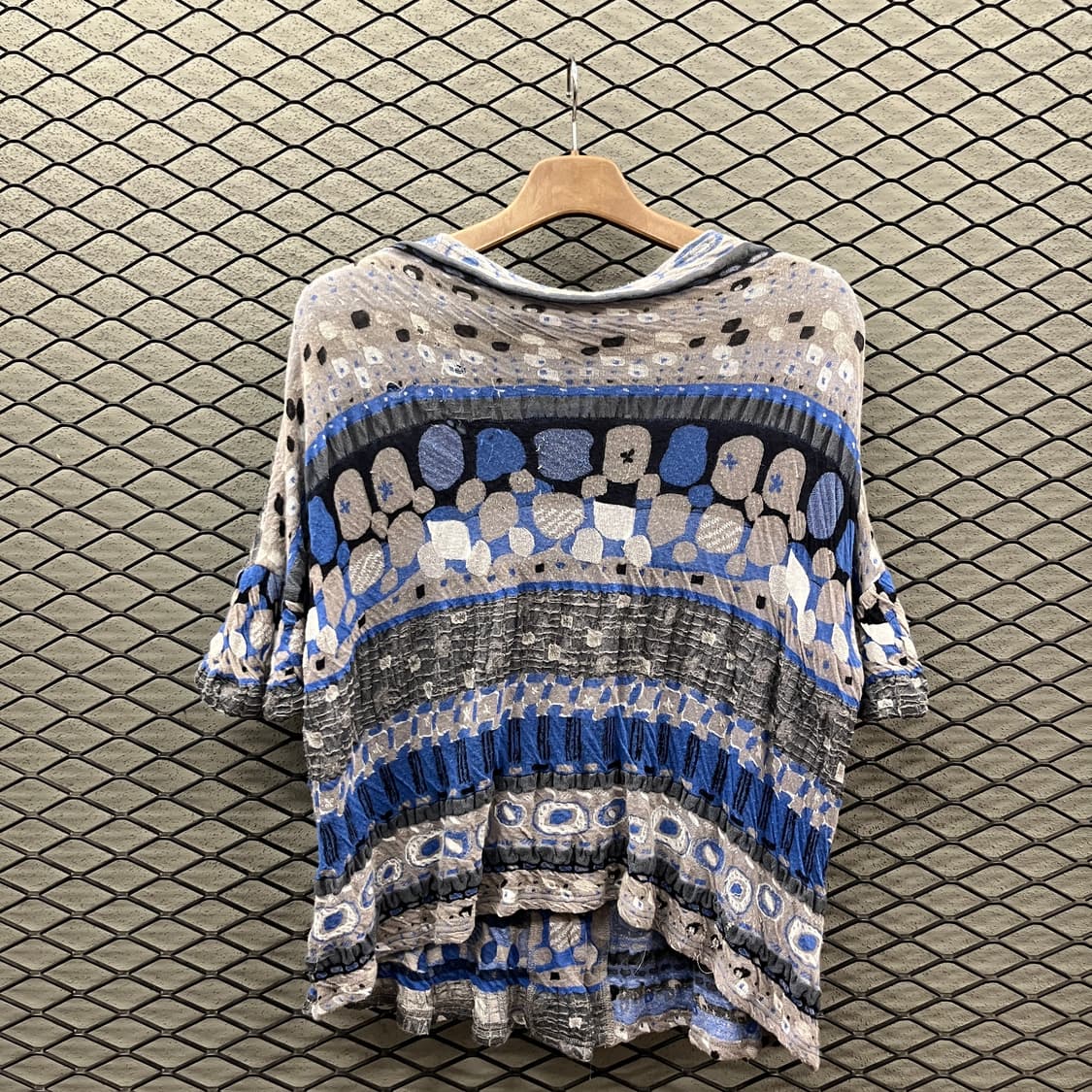 JPN VINTAGE 블루 멀티 빈티지 패턴 반팔 가디건 상품이미지2