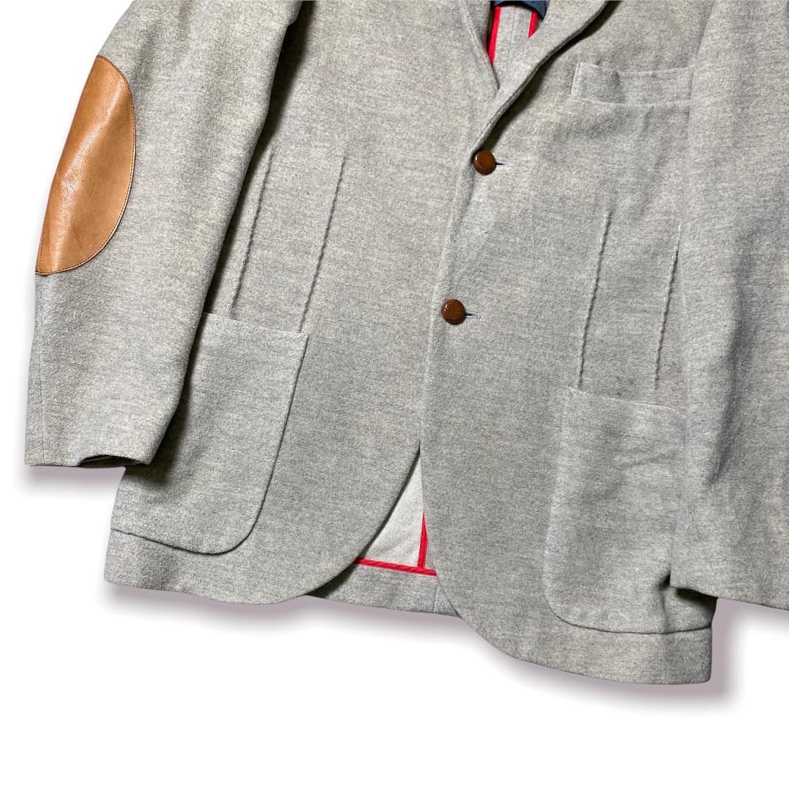 빈티지 레더 패치 싱글 울 자켓 상품이미지3