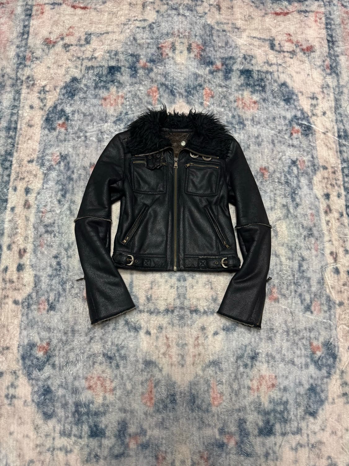 Japanese vkei crow fur jacket 상품이미지2