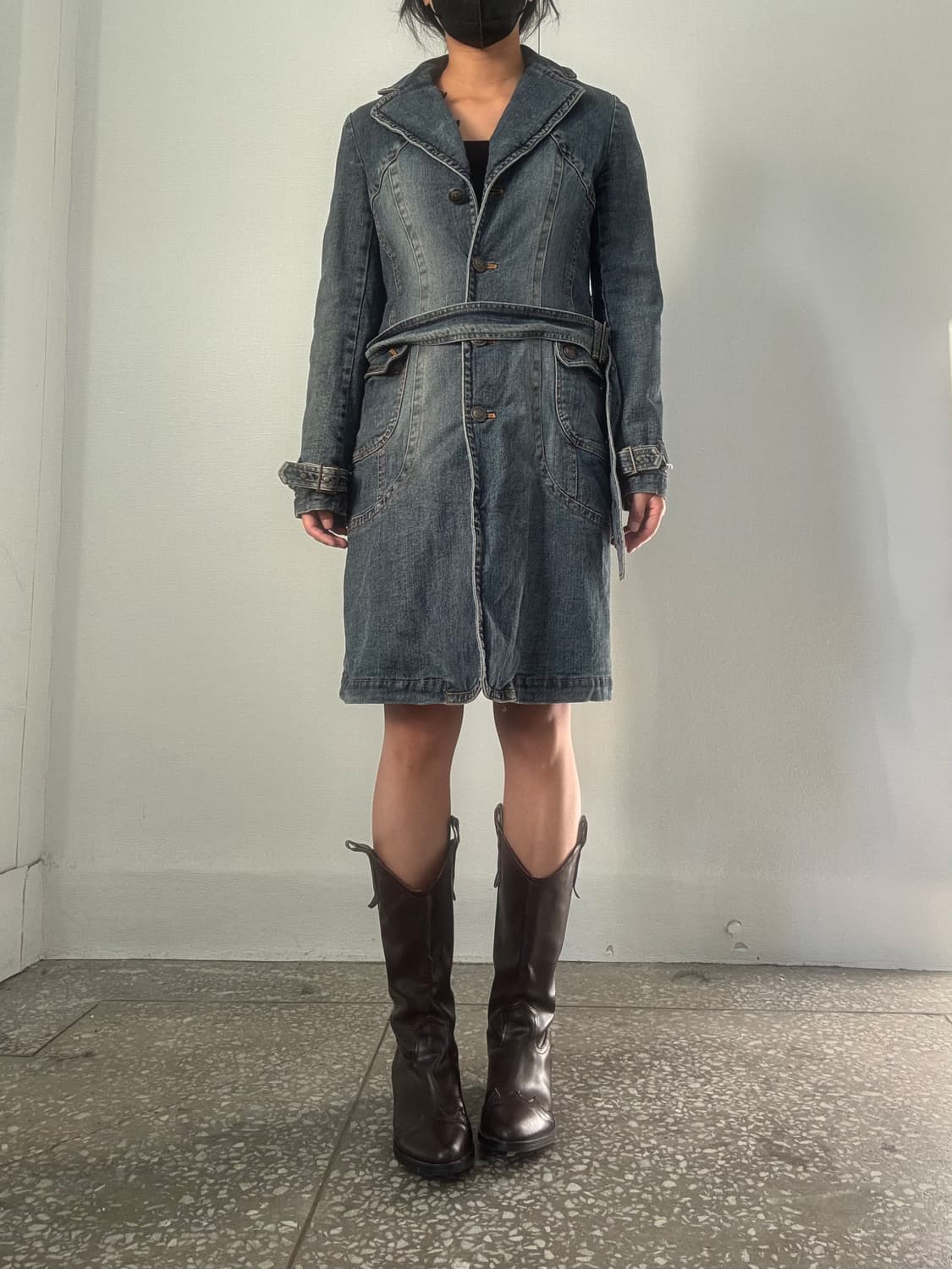 웨스턴 크롭 롱코트 상품이미지1