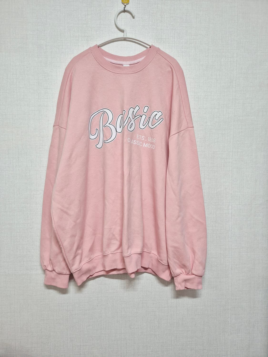 베이직 레터링 핑크 맨투맨 상품이미지1