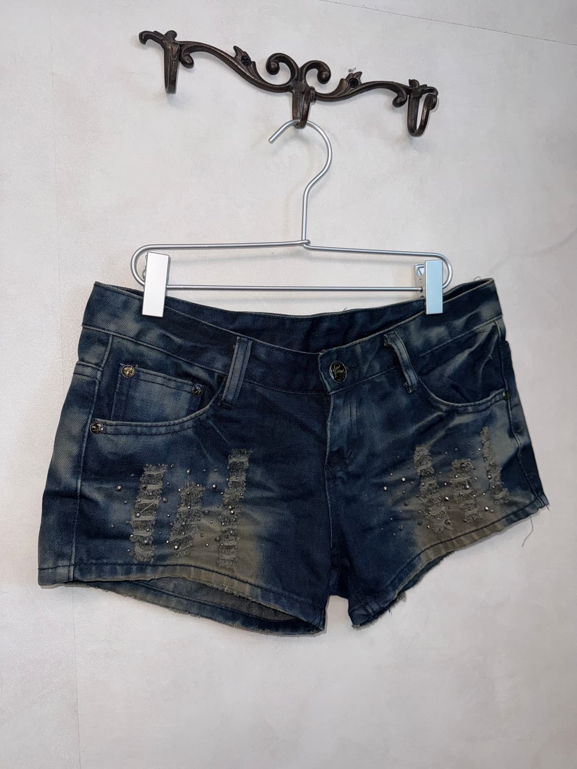 Washing denim destroyed cubic shorts 상품이미지2