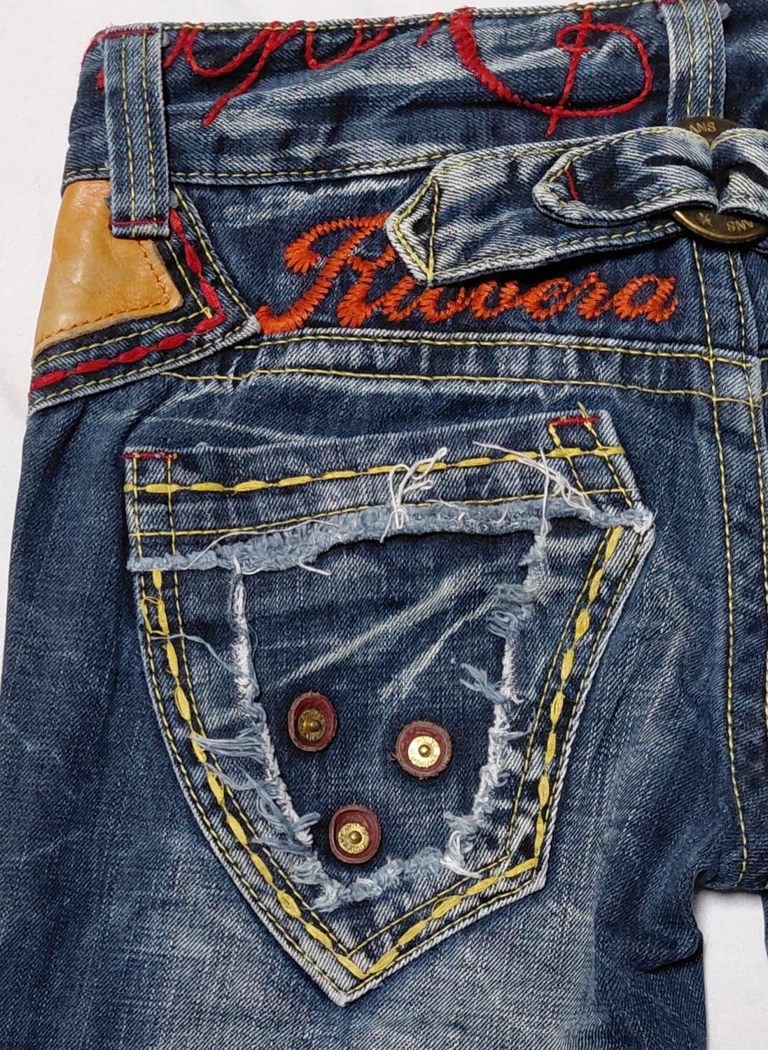 [25] 리오베라(Riobera) 자수 포인트 빈티지 데님 팬츠 상품이미지9