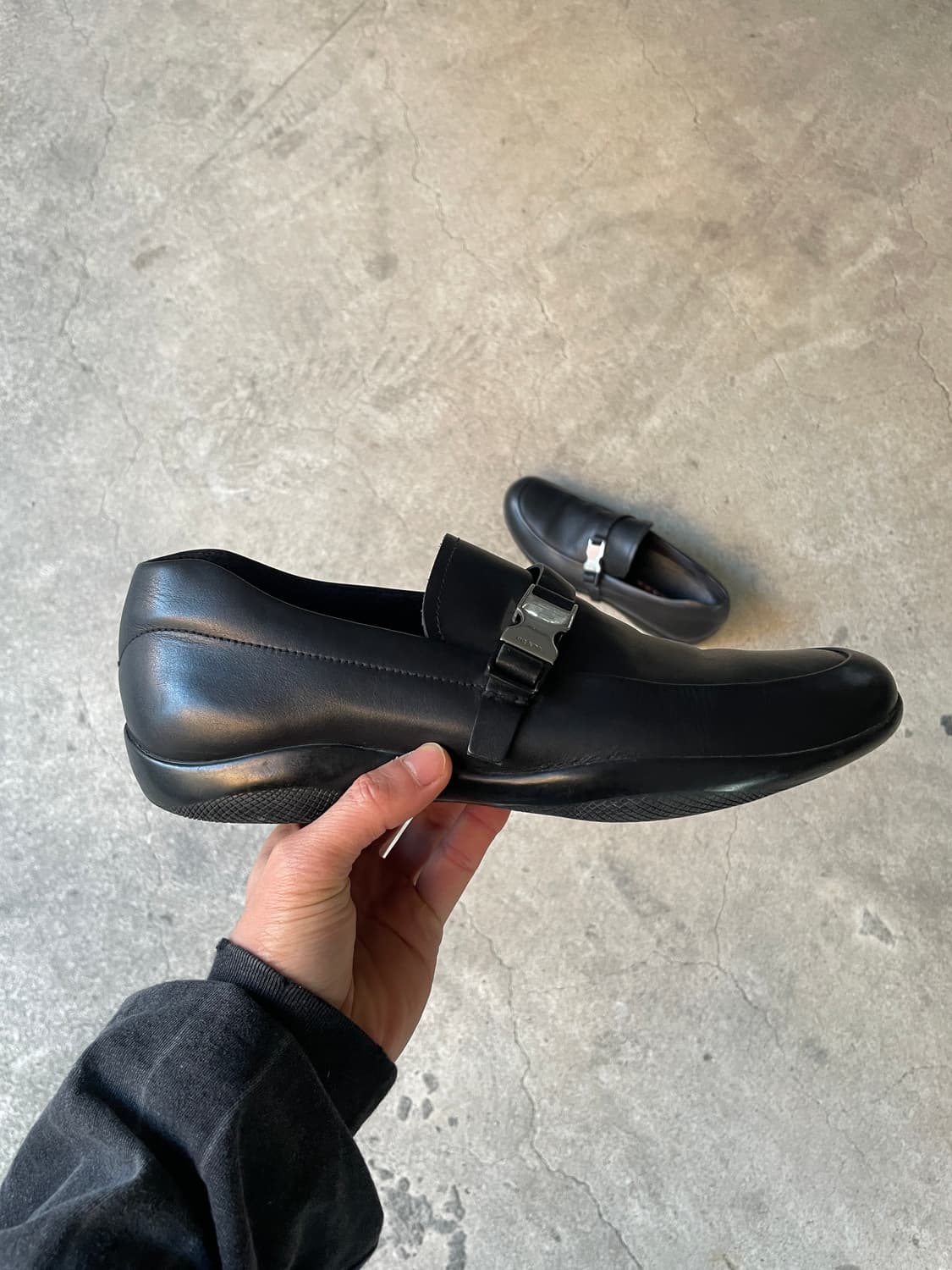Rare!)00s Prada Nappa Buckle Loafers 상품이미지1