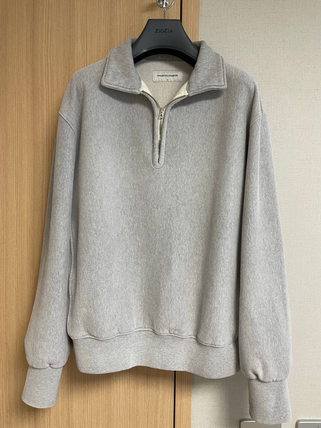 [L] 처칠롬퍼 하프집 풀오버 빈티지 그레이 상품이미지2