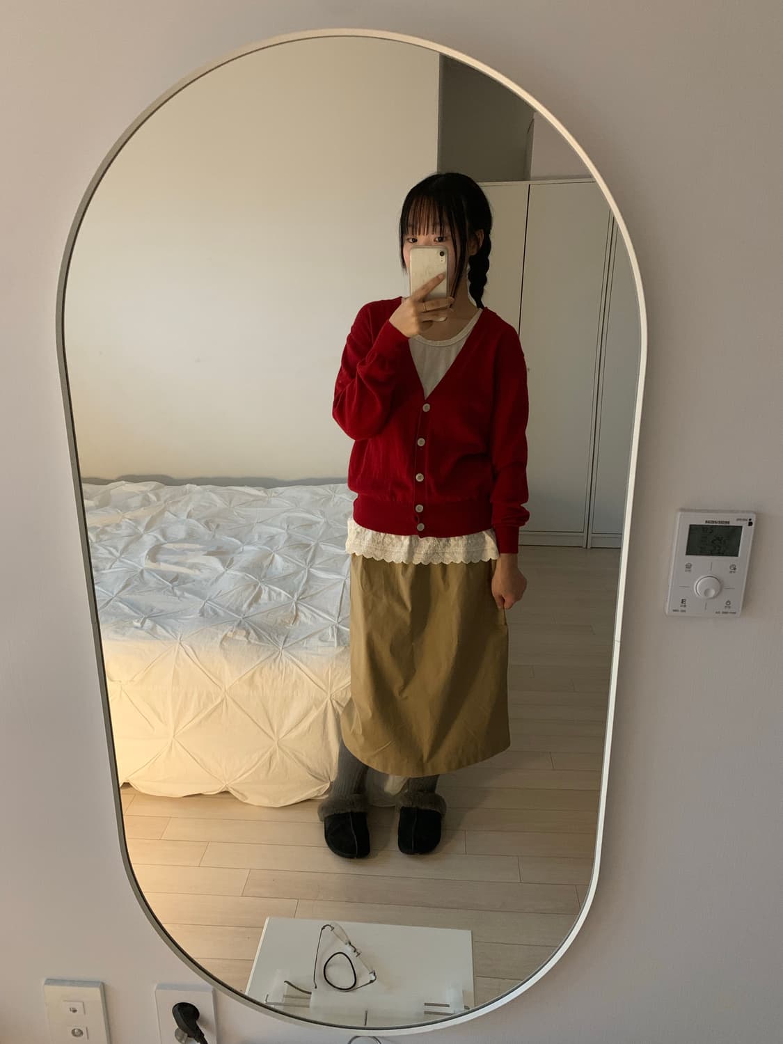 딥레드 버튼 가디건 상품이미지1