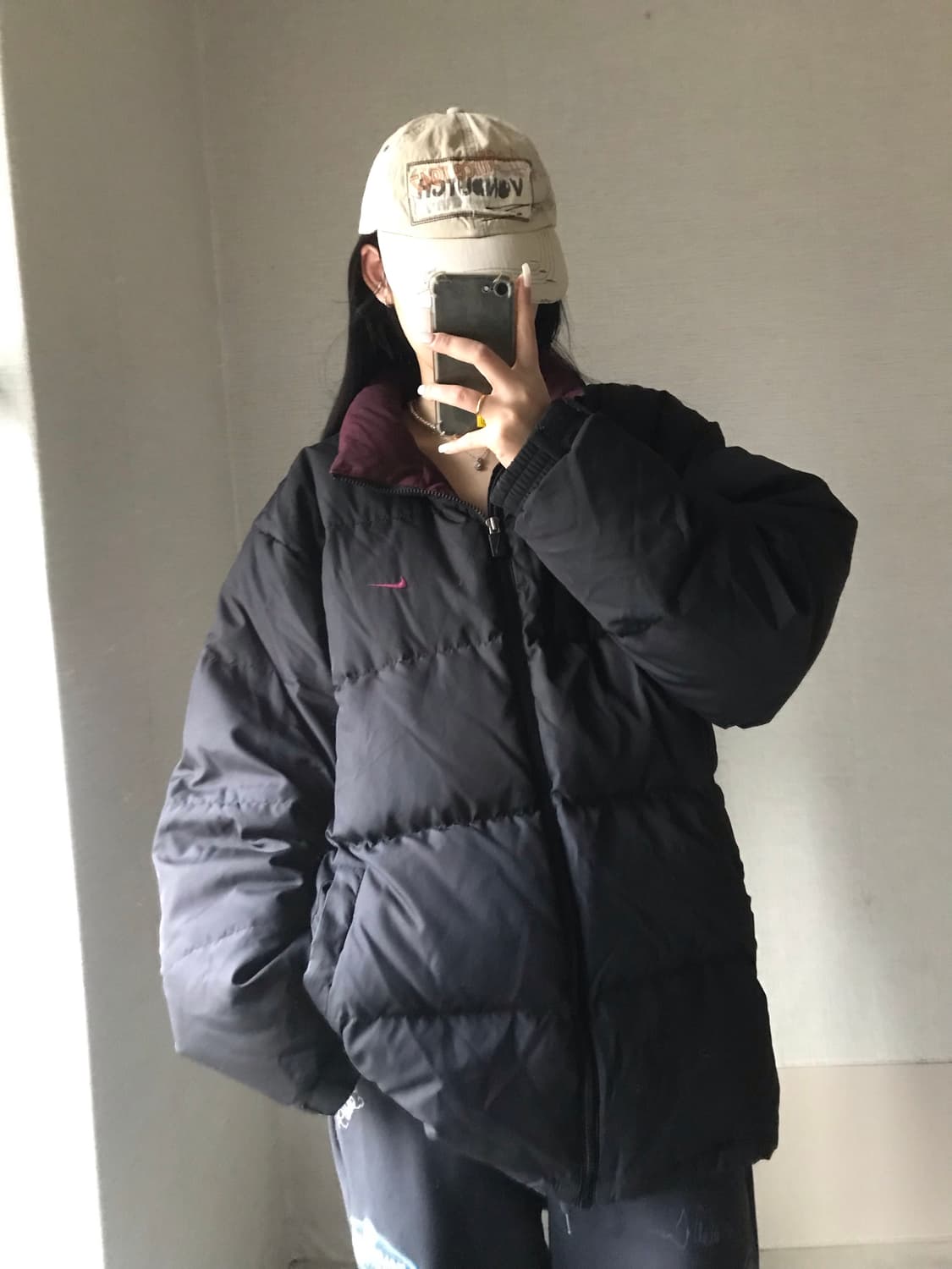 나이키 00s 블랙 버건디 패딩 상품이미지1