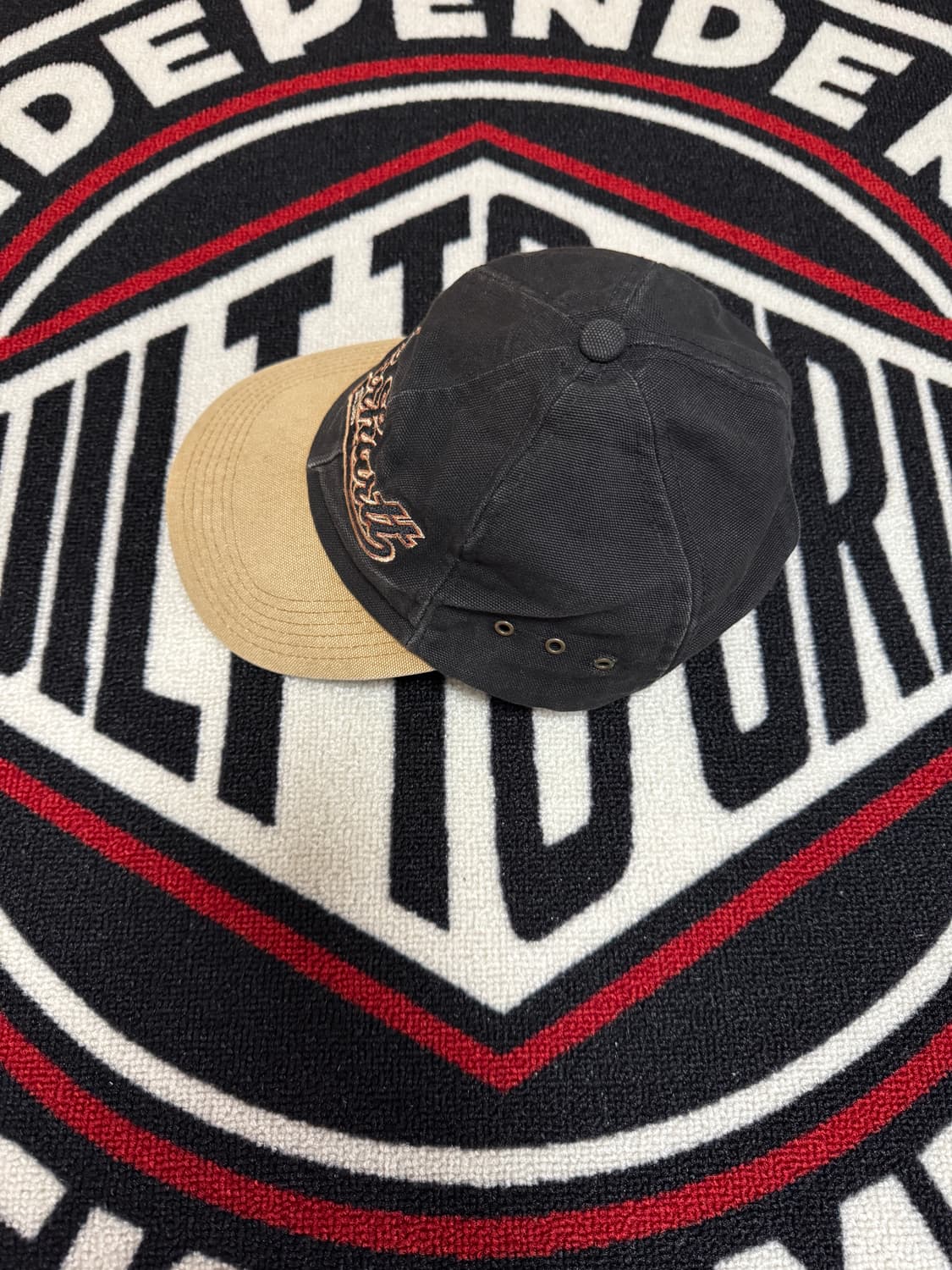 칼하트 레더 스트랩 백 캔버스 캡 블랙 상품이미지3