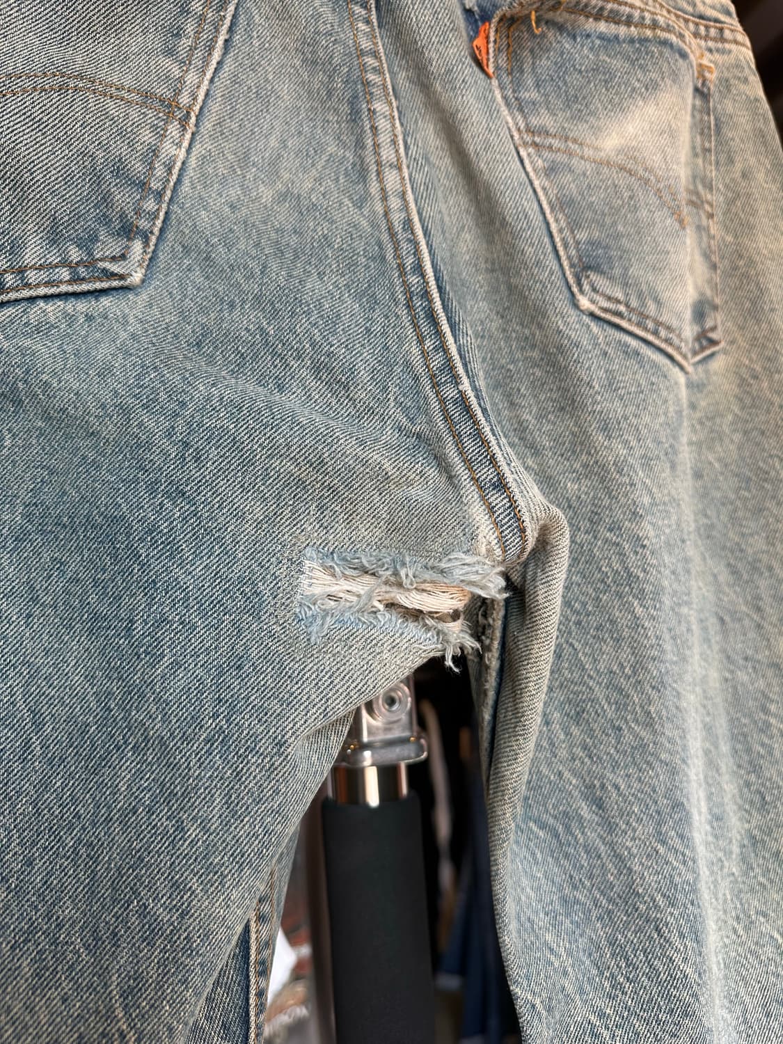 90s 리바이스505 오렌지탭 더티 디트로이트 데님 숏츠 상품이미지9