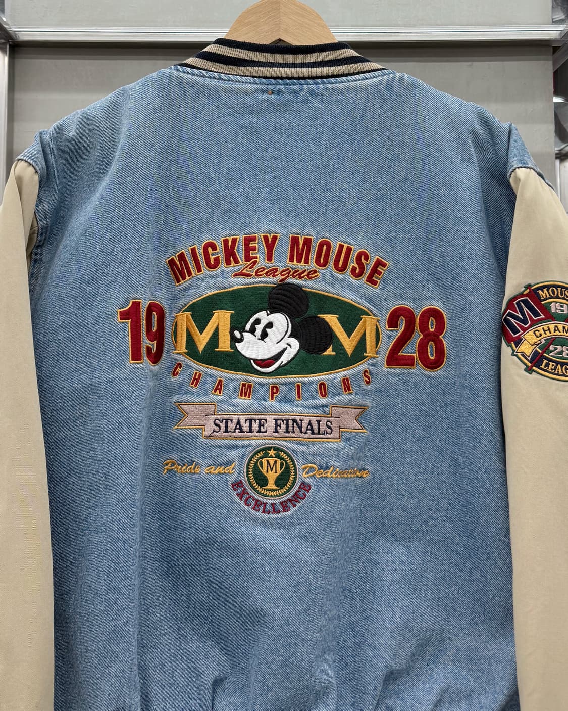 디즈니 00s 미키마우스 백로고 데님 바시티 자켓 상품이미지3