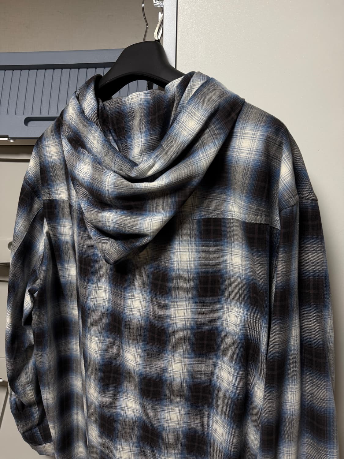 [M] 애프터프레이 웨스턴 체크 후디 셔츠 블루 상품이미지9