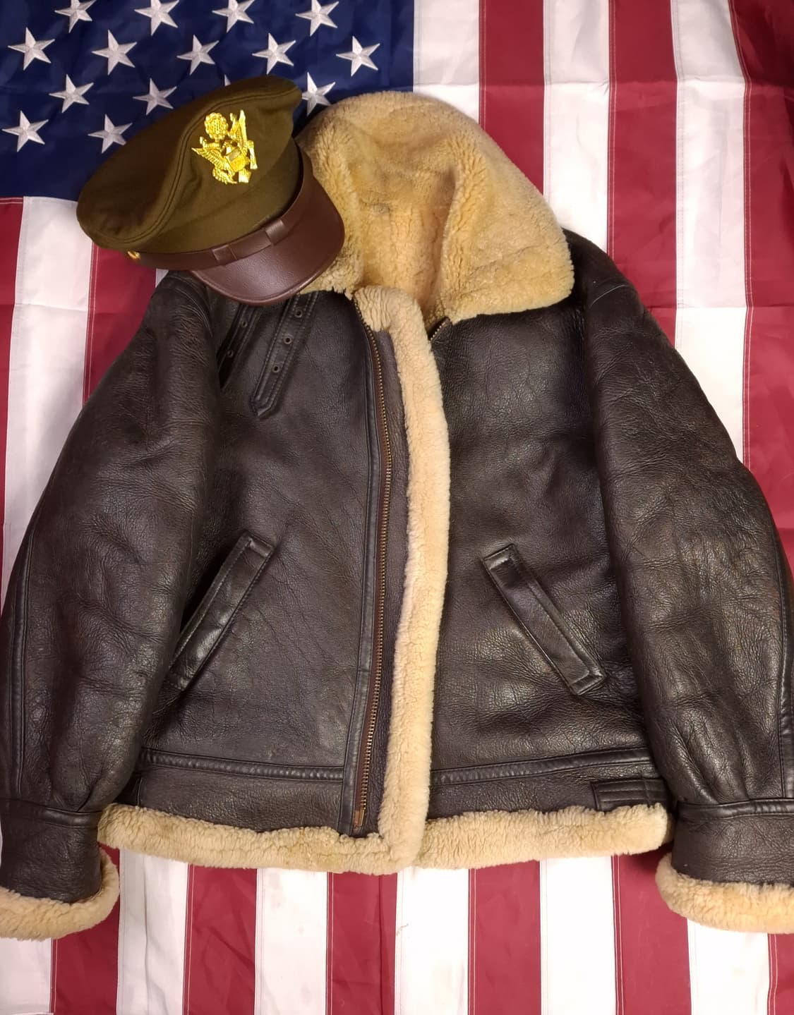 90's 국내산 미공군 B-3 TYPE 리얼레더 항공폭격기 무스탕 상품이미지3