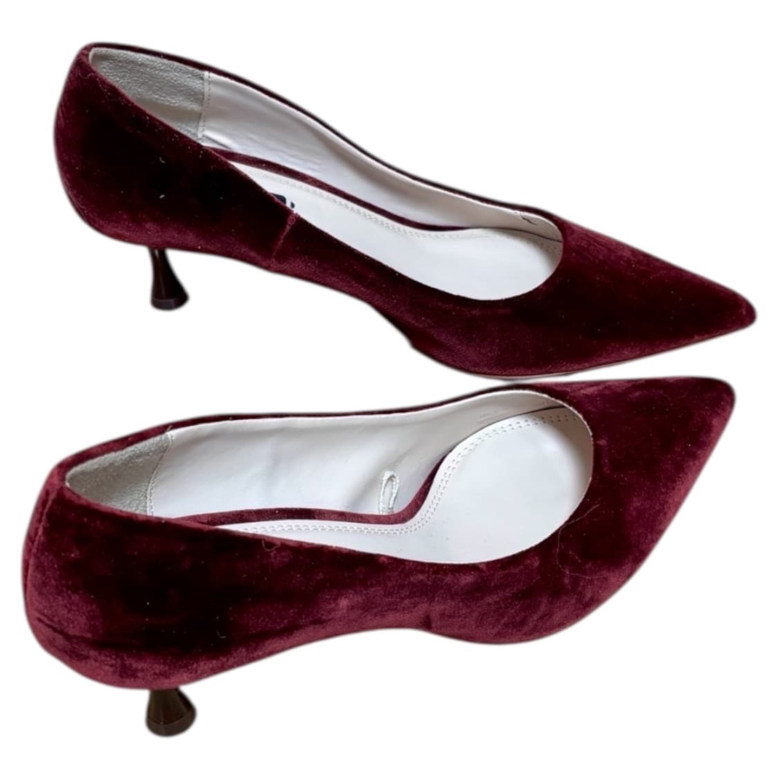 자라(ZARA) 벨벳 버건디 키튼힐 / 하이힐 상품이미지2