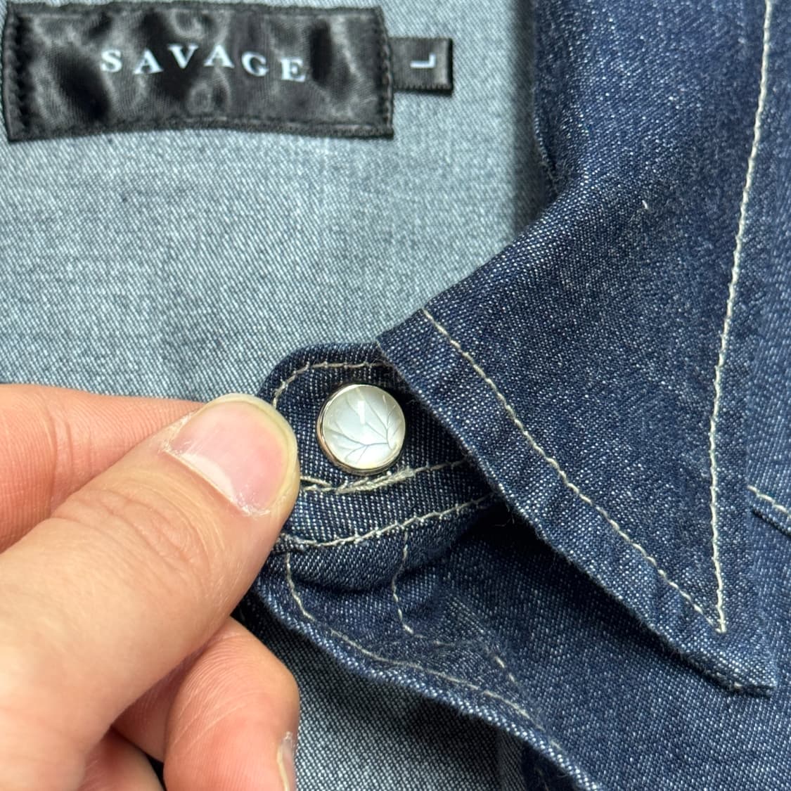 세비지 생지 진청 웨스턴 셔츠 L 상품이미지7