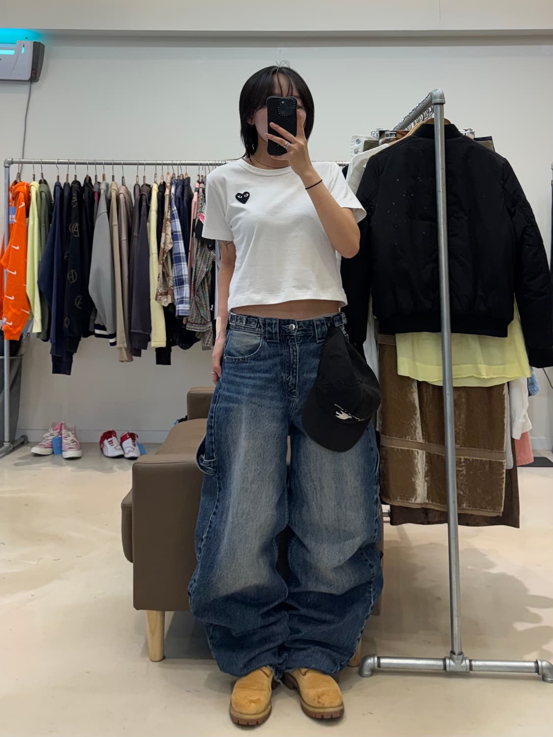 꼼데가르송 플레이 블랙하트 반팔 크롭티 상품이미지4