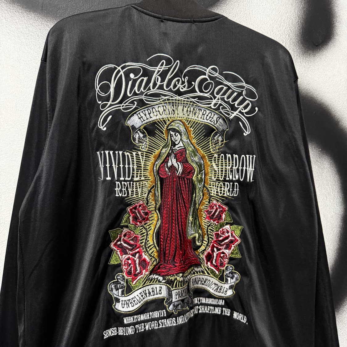 VTG 빈티지 오리엔탈 성모 마리아 빅 자수 집업 져지 자켓 상품이미지4