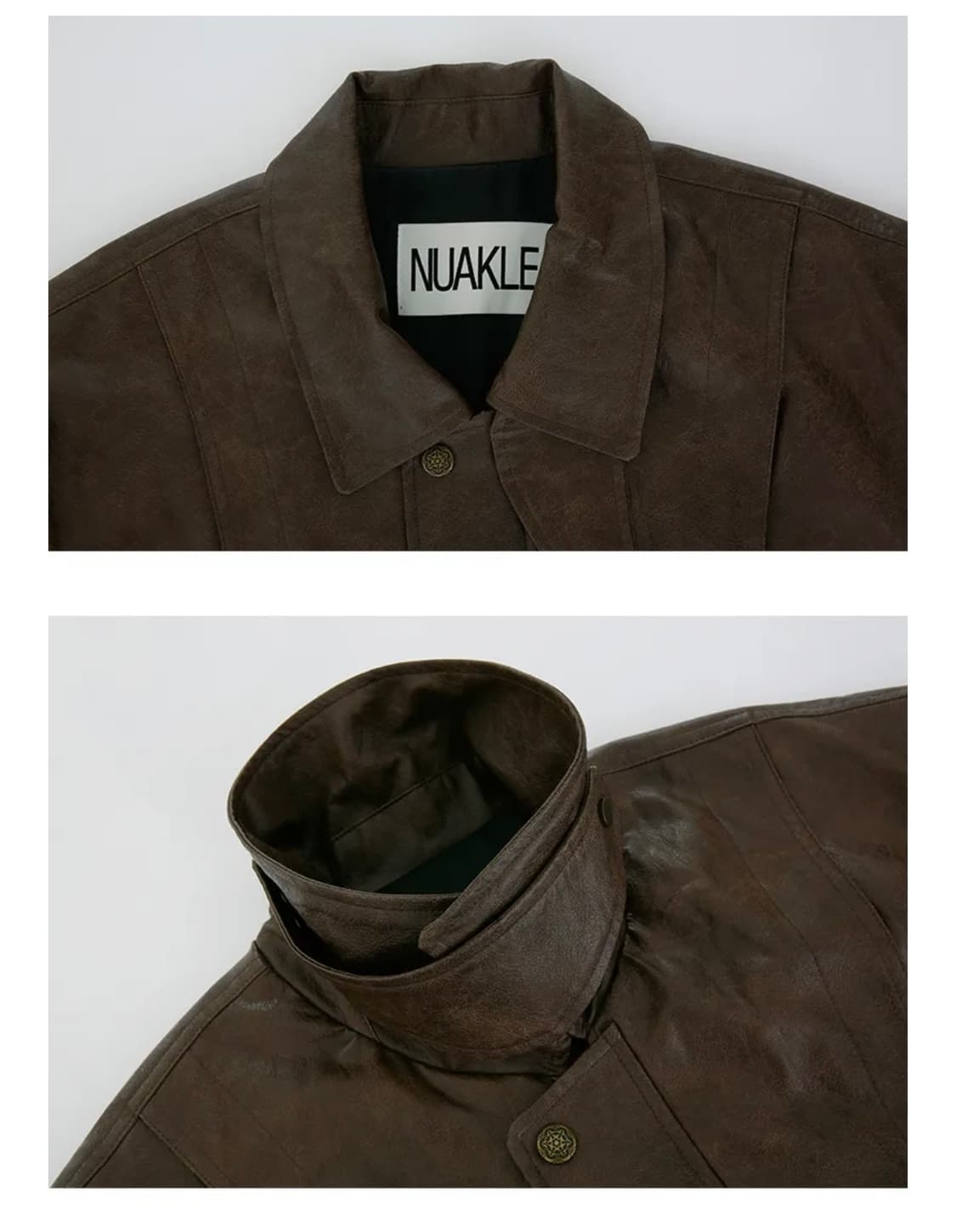 NUAKLE 자켓  누아클레 빈티지 크랙 레더 블루종 라이더자켓 상품이미지1