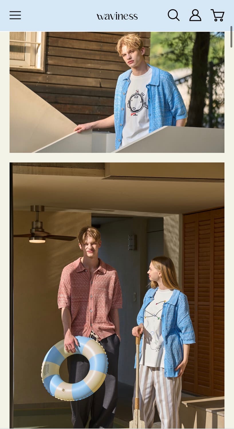 (1) 웨이비니스 23ss 스카시 하프 카라 니트 가디건 상품이미지2