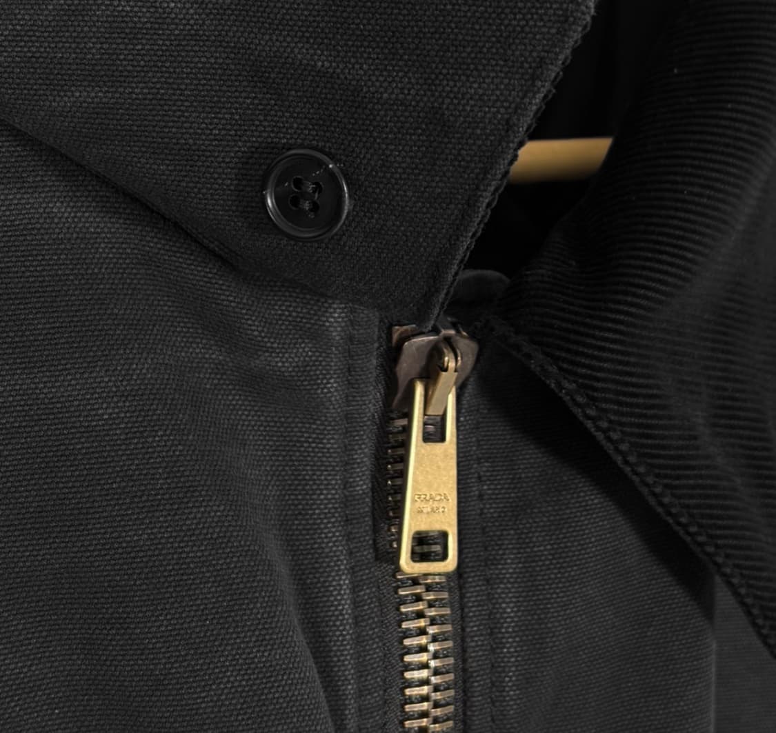 [XL] 프라다 남성 데님 시어링 봄버 트러커 블루종 자켓 칼라 블랙 상품이미지6