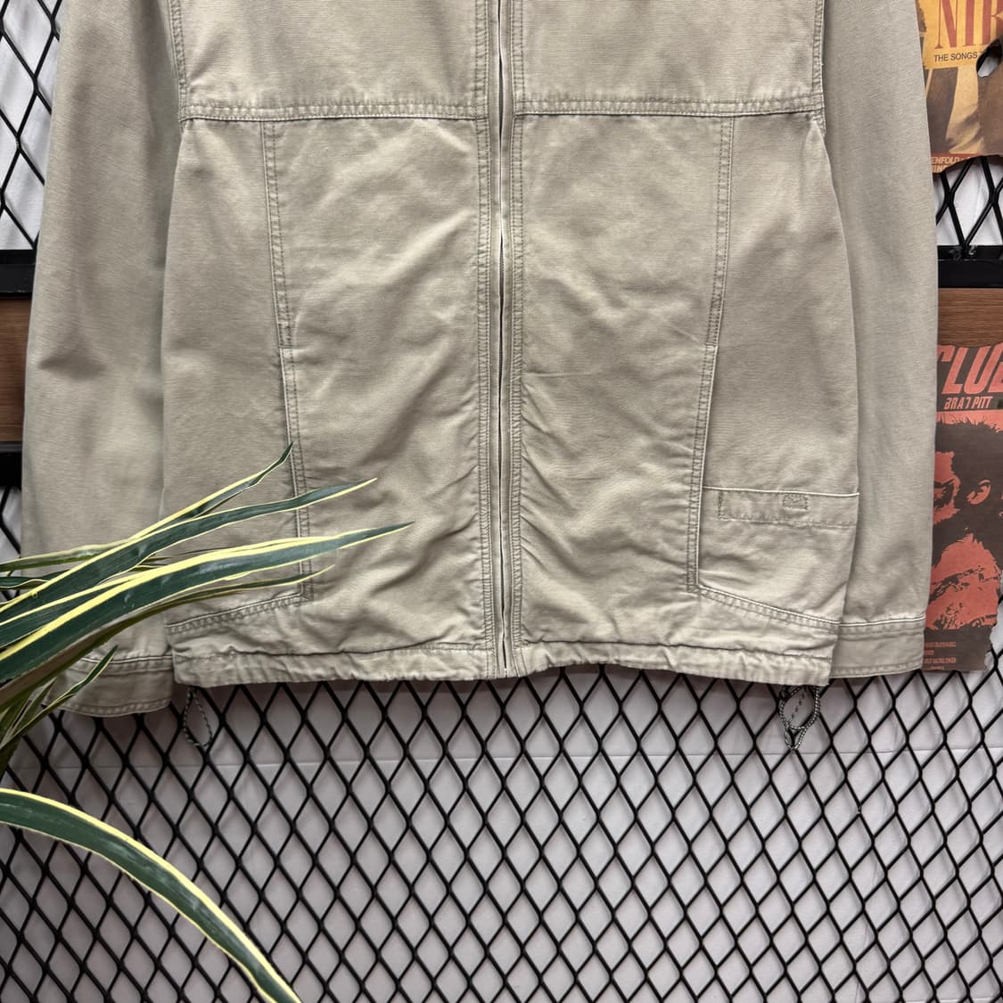 00s USA VINTAGE 데님 트러커자켓 전면 포켓 디테일 카키 상품이미지4