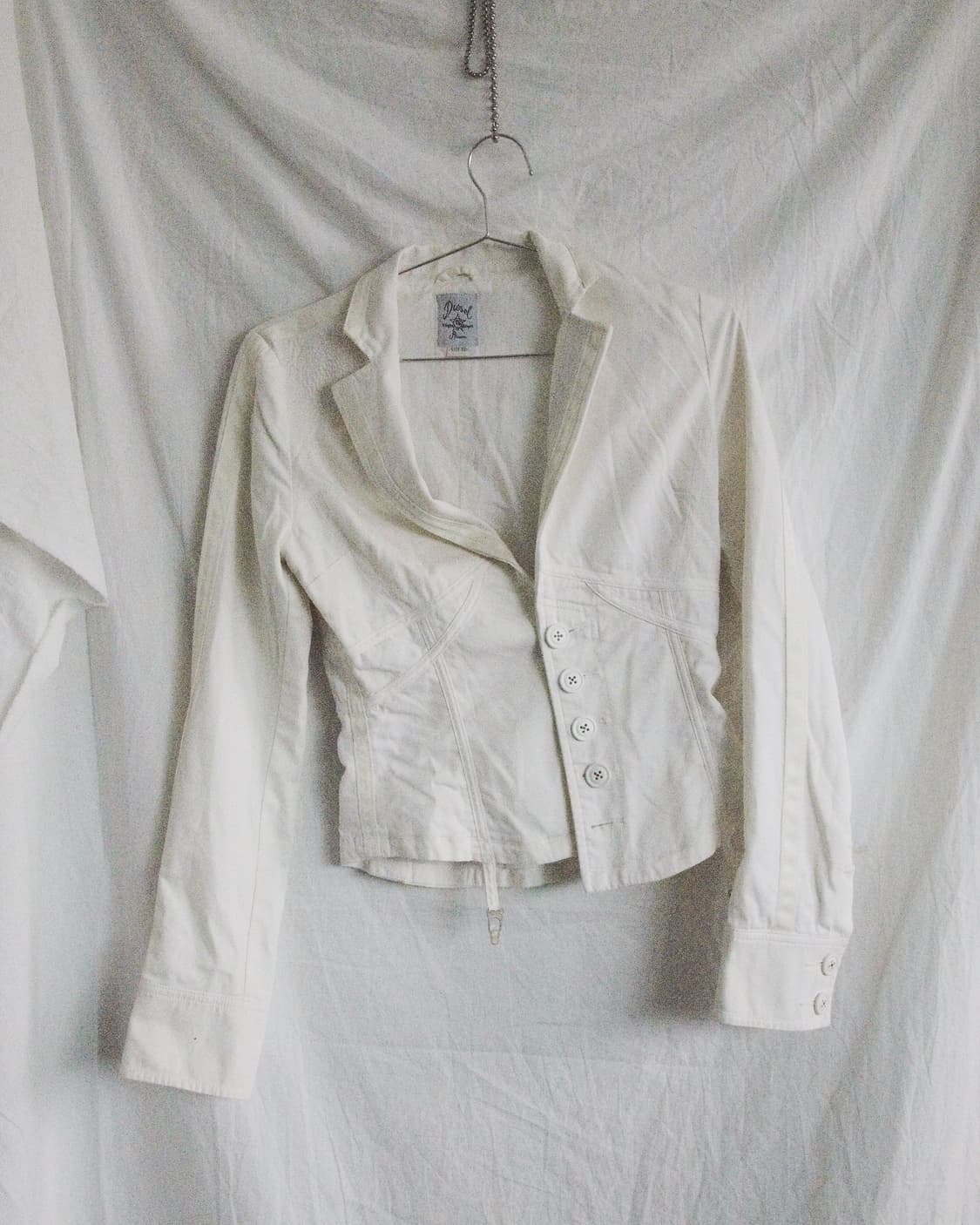 디젤 크롭컷 화이트 코튼 본디지 플라이트 자켓 상품이미지6