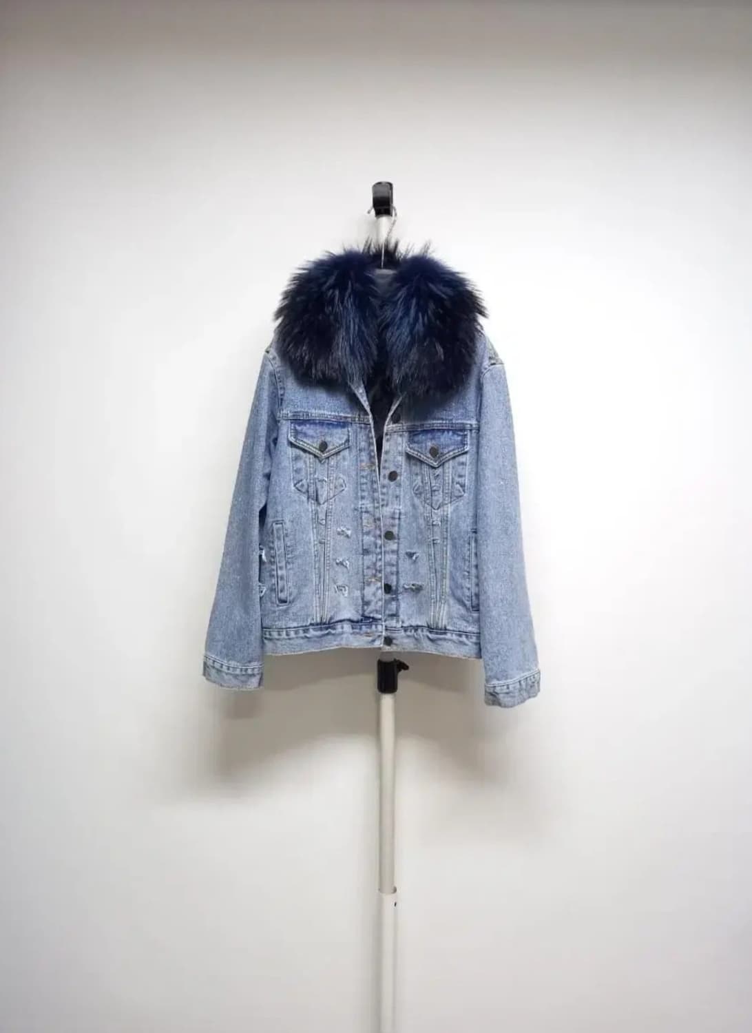 새 편집샵 디자이너 라쿤.폭스퍼 데님 퍼 자켓 F 상품이미지1