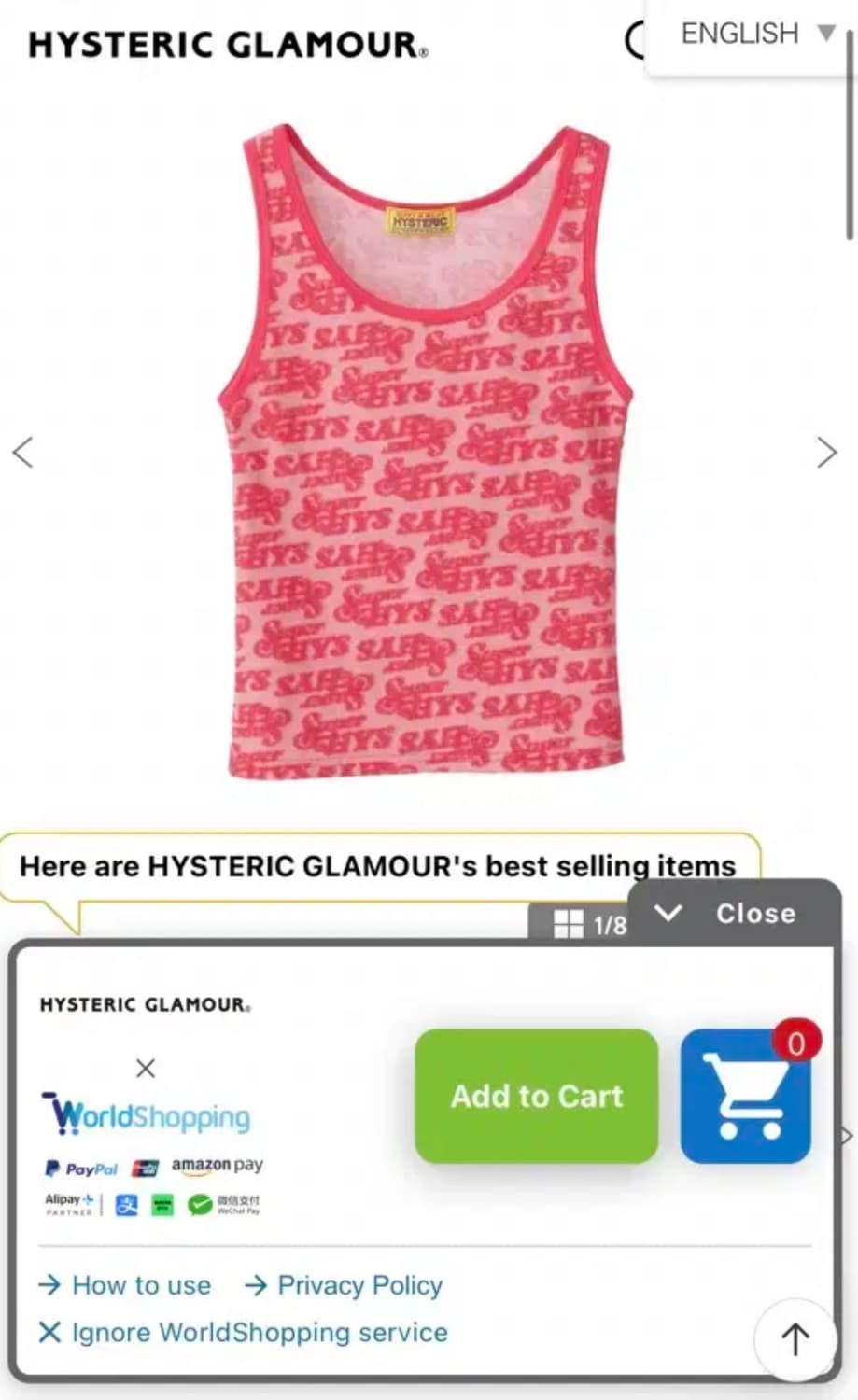 SUPER HYS MONOGRAM 무늬 탱크 탑 상품이미지3