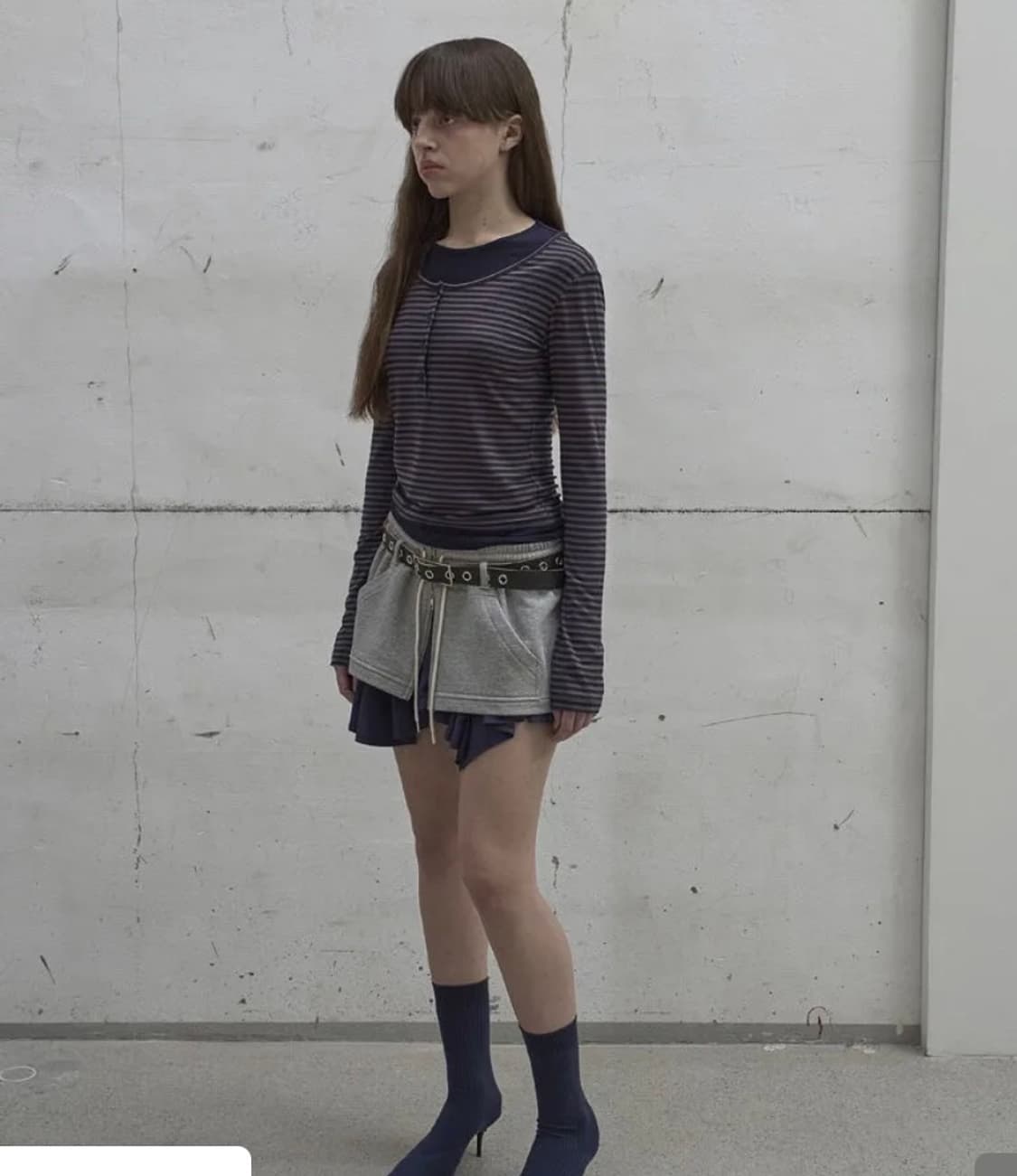 LCDC TM 레이어드 집업 스커트 그레이 스몰 사이즈 상품이미지1