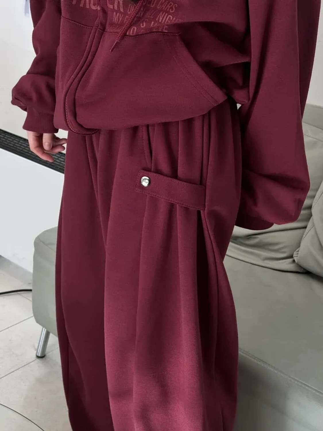 ❤️투웨이 후드집업 & 핀턱 버튼 와이드 팬츠 트레이닝 SET❤️ 상품이미지2