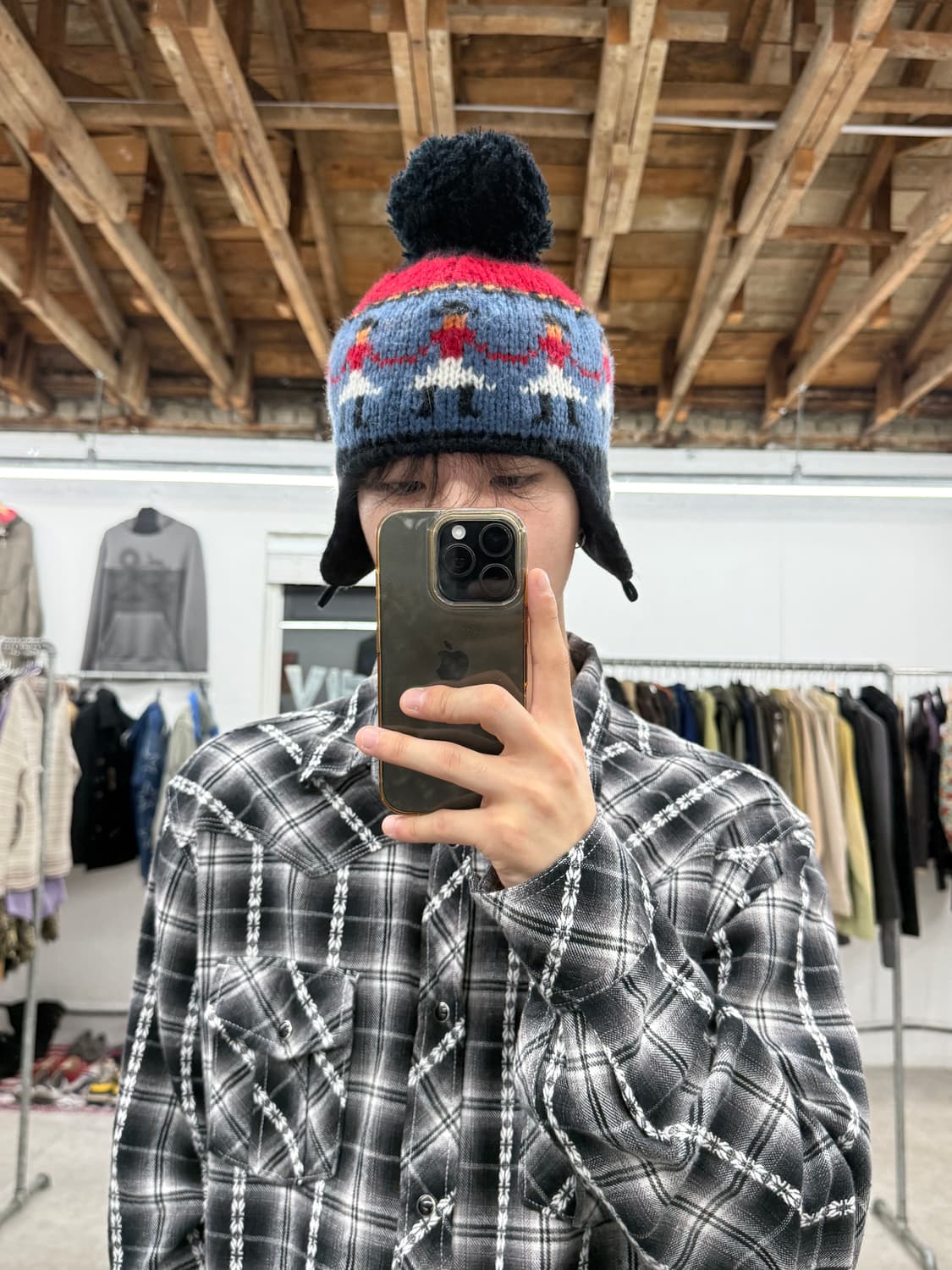 빈티지 이어머프 폼폼 비니 상품이미지1