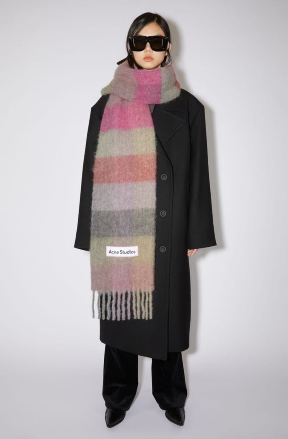 아크네스튜디오 모헤어 체크 머플러 푸시아 라일락 핑크 상품이미지1
