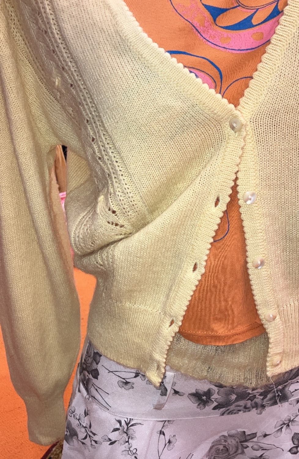 jpn 베이비 옐로우 아크릴 가디건 상품이미지3