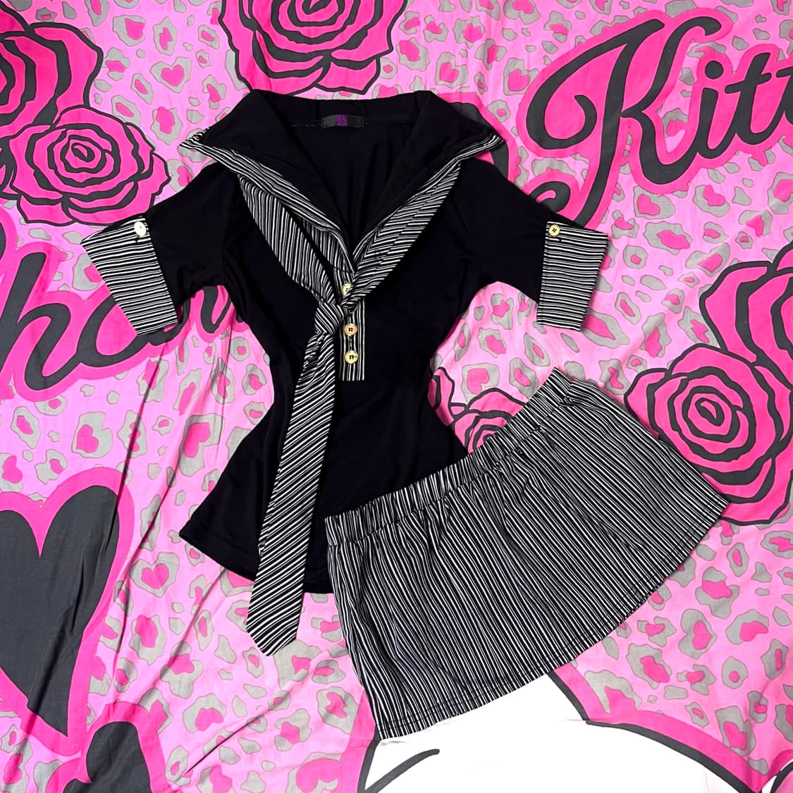 MA*RS마즈 핀터 긱시크 대장 스트라이프 셋업 오네갸루 일본빈티지y2k 상품이미지1