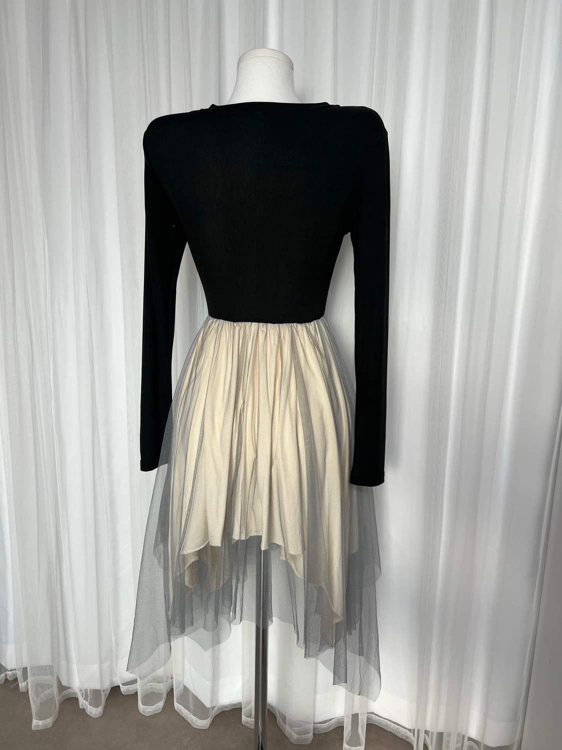 [새상품]발레리나 배색 캉캉 미들트임 레이어드 원피스 상품이미지8