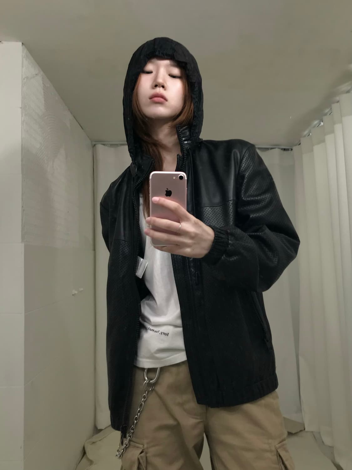 디젤 레더 후드 집업 자켓 상품이미지2