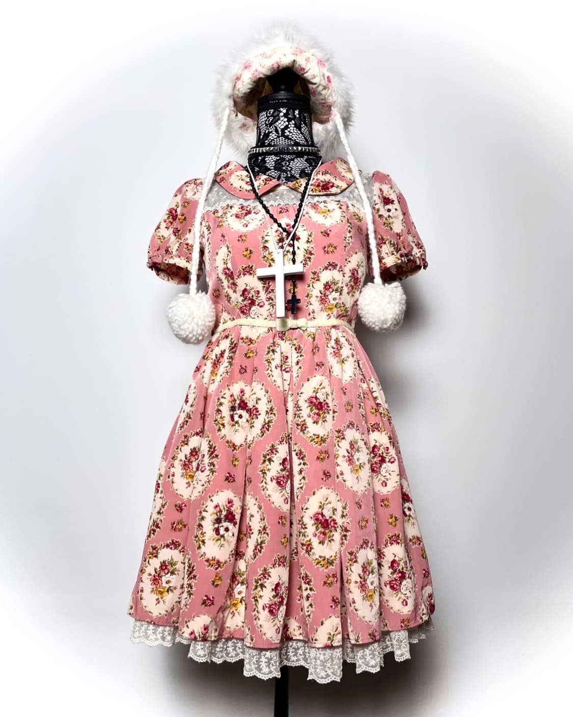 LIZ LISA 리즈리사 플라워 패턴 레이스 카라 리본 원피스 상품이미지1