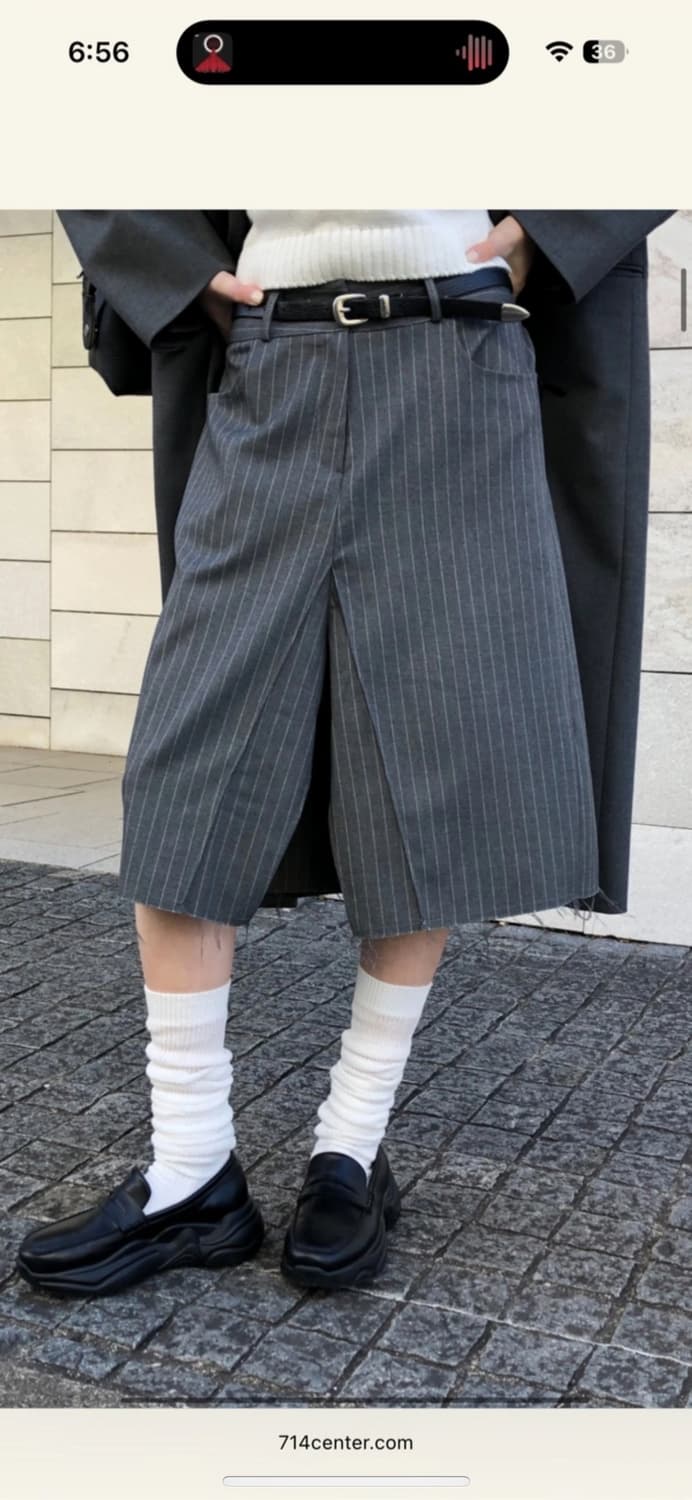 714센터 LIMI PANTS SKIRT 그레이 스트라이프 치마 상품이미지4